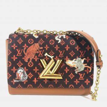 Pre Owned Louis Vuitton Catogram Twist MM Brown Monogram Canvas Crossbody Bag