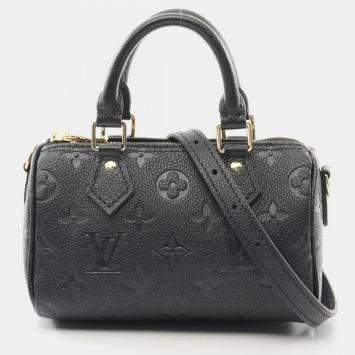 Pre Owned Louis Vuitton Nanospeedy Black Monogram Empreinte Leather Handbag 