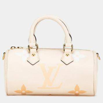 Pre Owned Louis Vuitton Monogram Empreinte Papillon Bb Handbag Shoulder Bag Creme Saffron Grained Calf Leather