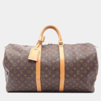 Pre Owned Louis Vuitton Brown Monogram Keepall 55 Bag