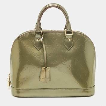 Pre Owned Louis Vuitton Vert Olive Monogram Vernis Alma PM Bag