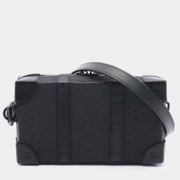 Pre Owned Louis Vuitton Soft Trunk Wallet Shoulder Bag In Monogram Taurillon Leather Black