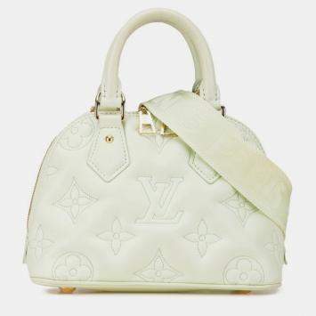 Pre Owned Louis Vuitton Alma Soft BB Light Green Monogram Mahina Leather Shoulder Bag