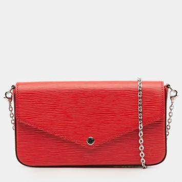 Pre Owned Louis Vuitton Red Epi Pochette Felicie