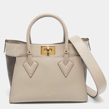 Pre Owned Louis Vuitton Greige Monogram Leather and Canvas On My Side PM Bag