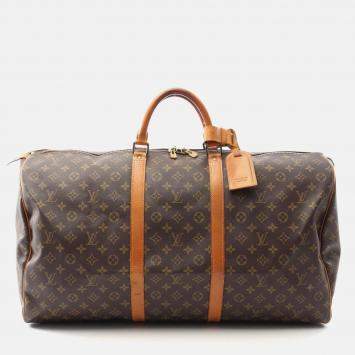 Pre Owned Louis Vuitton Keepall60 Travel Bag Monogram Canvas Leather Brown