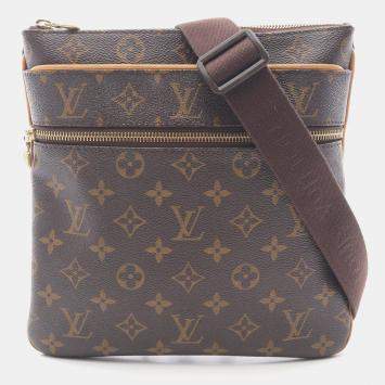 Pre Owned Louis Vuitton Pochette Valmy Shoulder Bag Monogram Canvas Leather Brown