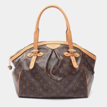 Pre Owned Louis Vuitton Tivoli Gm Handbag Monogram Canvas Leather Brown