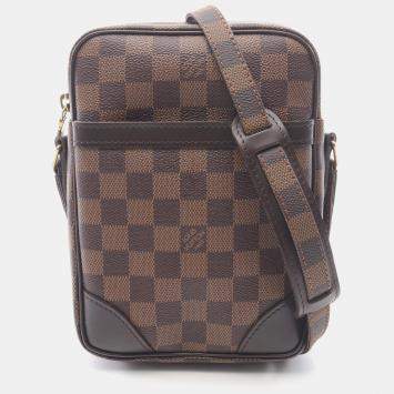 مملوكة مسبقًا Louis Vuitton Danube Shoulder Bag Damier Canvas Leather Ebene