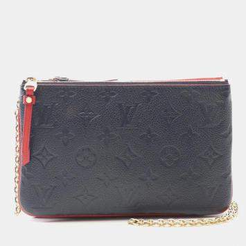 Pre Owned Louis Vuitton Pochette Double Zip Monogram Empreinte Marine Rouge