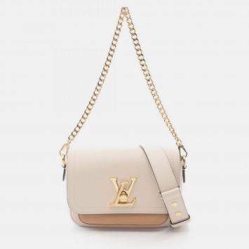 Pre Owned Louis Vuitton Lockme Tender Beige Leather Shoulder Bag