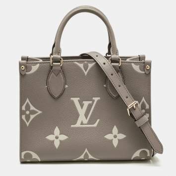 Pre Owned Louis Vuitton Tourterelle/Creme Monogram Empreinte Onthego PM Tote