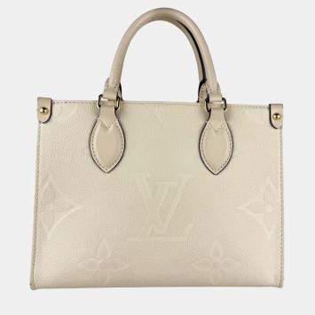 Pre Owned Louis Vuitton Monogram Empreinte On-The-Go Pm Handbag/Shoulder Bag Creme