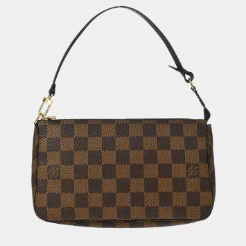 Pre Owned Louis Vuitton Pochette Accessoires Brown Damier Ebene Canvas Handbag