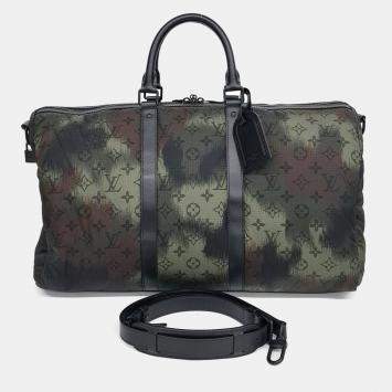 Pre Owned Louis Vuitton Multicolor Fabric Camouflage Bandouliere Keepall 50