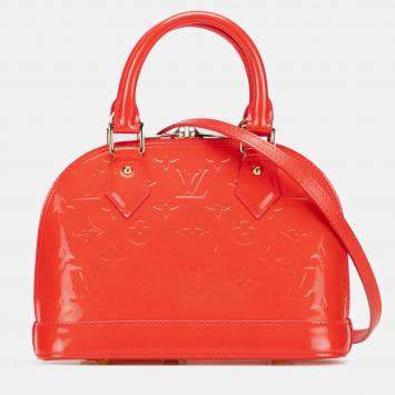 Pre Owned Louis Vuitton Orange Monogram Vernis Alma BB