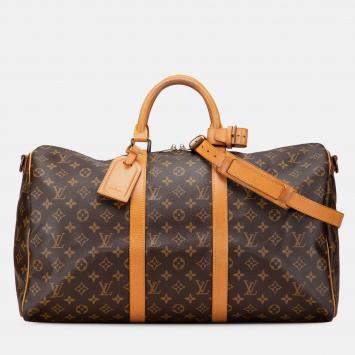 Pre Owned Louis Vuitton Brown Monogram Keepall Bandouliere 50