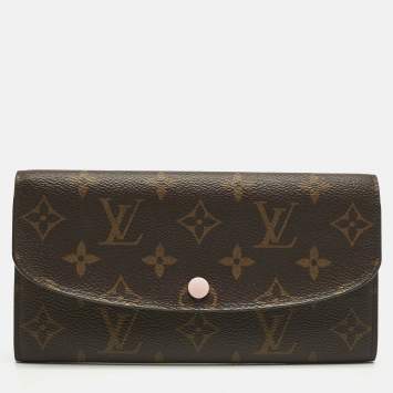 Pre Owned Louis Vuitton Rose Ballerine Damier Ebene Canvas Emilie Wallet