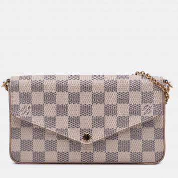 Pre Owned Louis Vuitton White Damier Azur Pochette Felicie