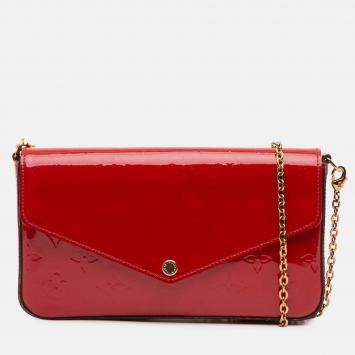 Pre Owned Louis Vuitton Red Monogram Vernis Pochette Felicie