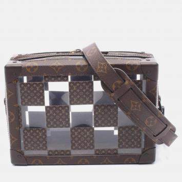 Pre Owned Louis Vuitton Slim Soft Trunk Shoulder Bag Coated Canvas Monogram Brown