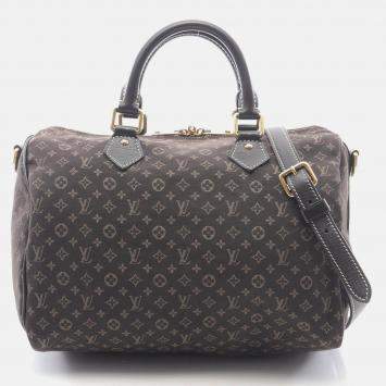 Pre Owned Louis Vuitton Speedy Bandouliere 30 Shoulder Handbag  Monogram Idylle