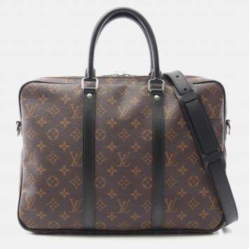 Pre Owned Louis Vuitton Porte Documents Voyage Monogram Canvas and Leather Briefcase Bag