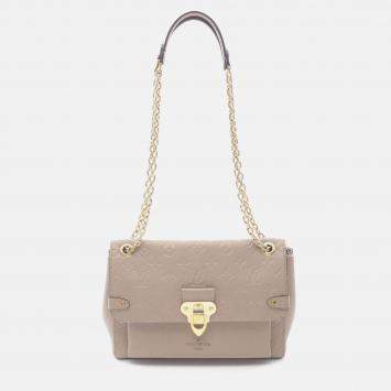 Pre Owned Louis Vuitton Vavin PM Chain Shoulder Bag  Monogram Empreinte Beige