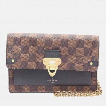 Pre Owned Louis Vuitton Portefeuille Vavin Chain Shoulder Bag  Damier Canvas Ebene