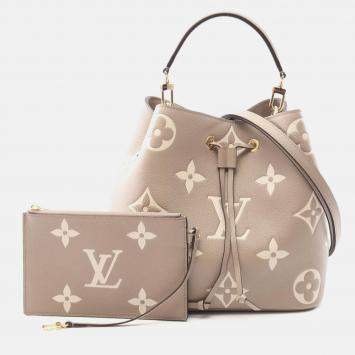 Pre Owned Louis Vuitton Neonoe MM Bicolor Shoulder Handbag  Monogram Leather Beige