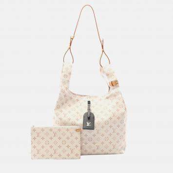 Pre Owned Louis Vuitton Atlantis GM Tote Bag  Monogram Canvas White Brown