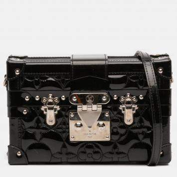Pre Owned Louis Vuitton Black Monogram Vernis Fleur Petite Malle