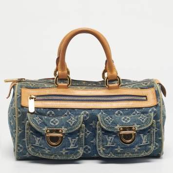 Pre Owned Louis Vuitton Blue Monogram Denim Neo Speedy Bag