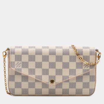 Pre Owned Louis Vuitton White Damier Azur Pochette Felicie