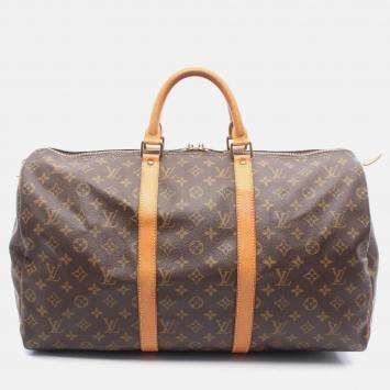 Pre Owned Louis Vuitton Keepall Brown Monogram Canvas Duffel Bag