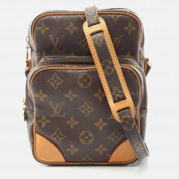 Pre Owned Louis Vuitton Amazon Brown Monogram Canvas Leather Crossbody Shoulder Bag
