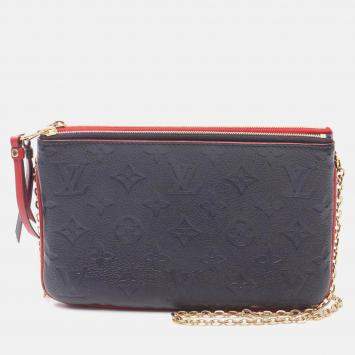 Pre Owned Louis Vuitton Pochette Double Zip Shoulder Bag Monogram Empreinte Red