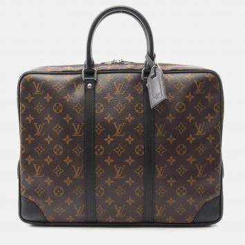 Pre Owned Louis Vuitton Porte-Documants Voyage Business Bag Monogram Macassar