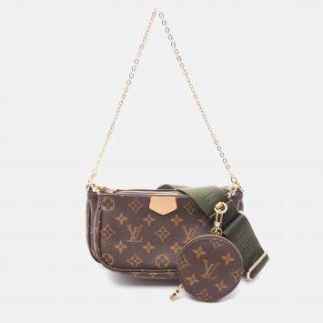 Pre Owned Louis Vuitton Multi Pochette Accessoires Shoulder Bag Monogram Khaki