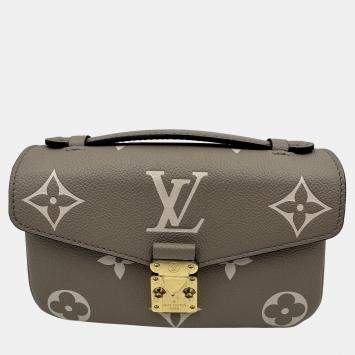 Pre Owned Louis Vuitton Tourterelle Monogram Empreinte Leather Pochette Metis East West Crossbody Bag