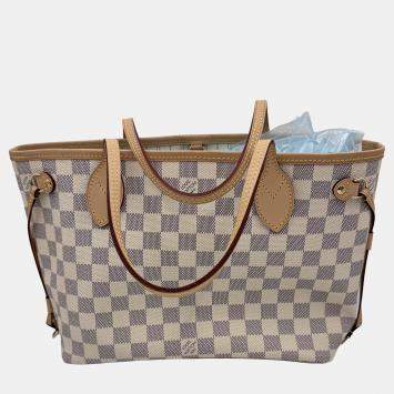 Pre Owned Louis Vuitton Damier Azur White Canvas Neverfull PM Bag