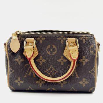 Pre Owned Louis Vuitton Speedy Nano Brown Monogram Canvas Handbag