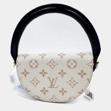 Pre Owned Louis Vuitton Looping beige with black leather