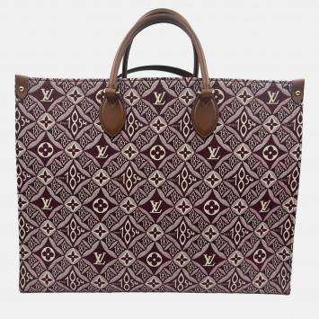 Pre Owned Louis Vuitton Onthego GM Monogram Jacquard Since 1854 Canvas Tote Bag