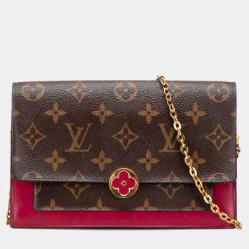Pre Owned Louis Vuitton Brown Monogram Flore Wallet On Chain