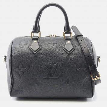 Pre Owned Louis Vuitton Speedy Bandouliere 25 Black Monogram Empreinte Handbag 