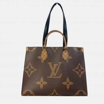 Pre Owned Louis Vuitton Monogram Giant On The Go Mm 2-Way Tote Bag Canvas Brown