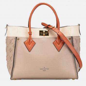 Pre Owned Louis Vuitton Monogram Tuftage On My Side Mm Handbag Galle Gray Beige Leather