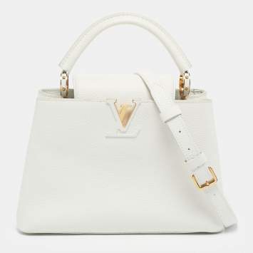 Pre Owned Louis Vuitton White Leather Capucines BB Bag