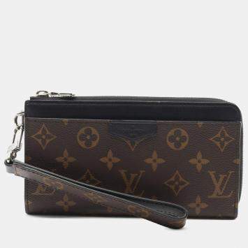 Pre Owned Louis Vuitton Brown Monogram Macassar Zippy Dragonne Wallet
